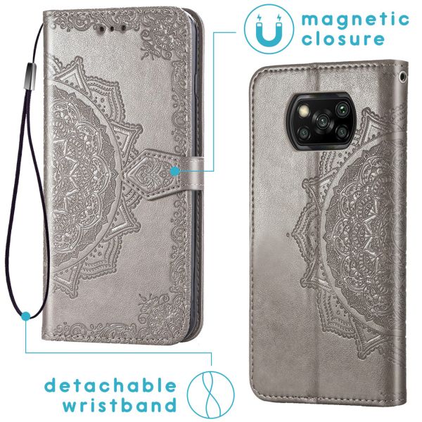 iMoshion Etui de téléphone portefeuille Mandala Xiaomi Poco X3 (Pro) - Gris