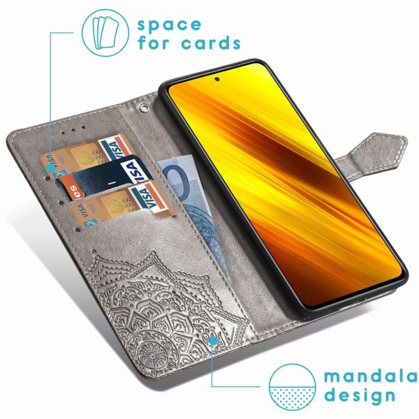 iMoshion Etui de téléphone portefeuille Mandala Xiaomi Poco X3 (Pro) - Gris