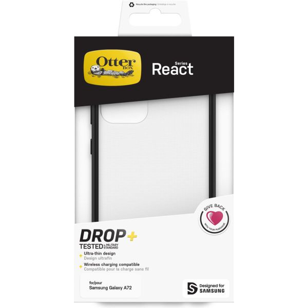 OtterBox Coque arrière React Samsung Galaxy A72 - Transparent / Noir