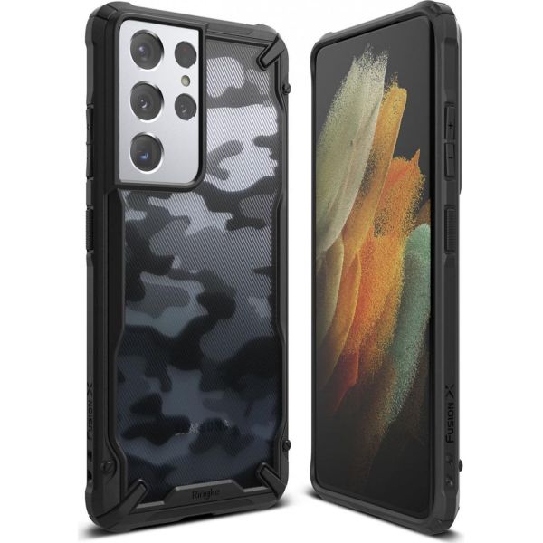 Ringke Coque Fusion X Samsung Galaxy S21 Ultra - Camo Noir