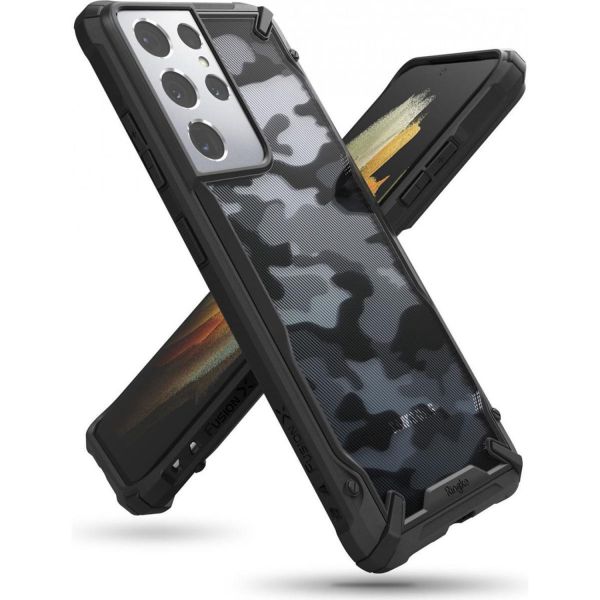 Ringke Coque Fusion X Samsung Galaxy S21 Ultra - Camo Noir