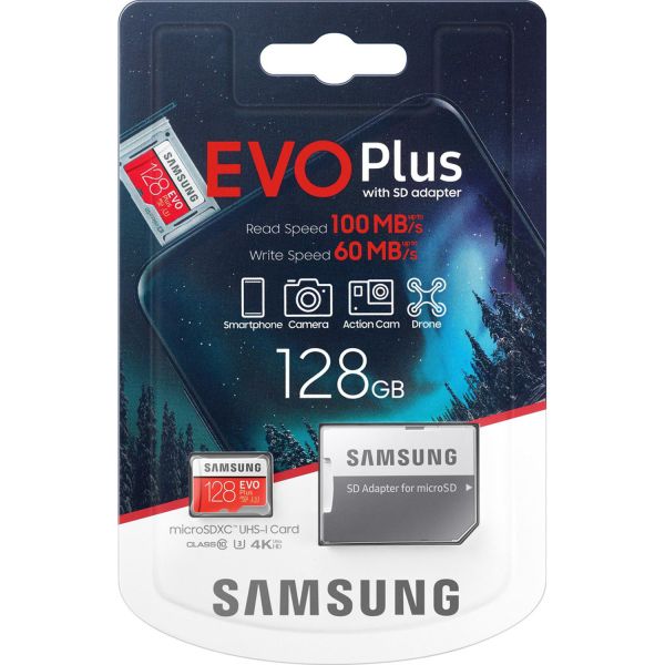 Samsung EVO Plus microSDXC de 128 Go de classe 10 + adaptateur 2020