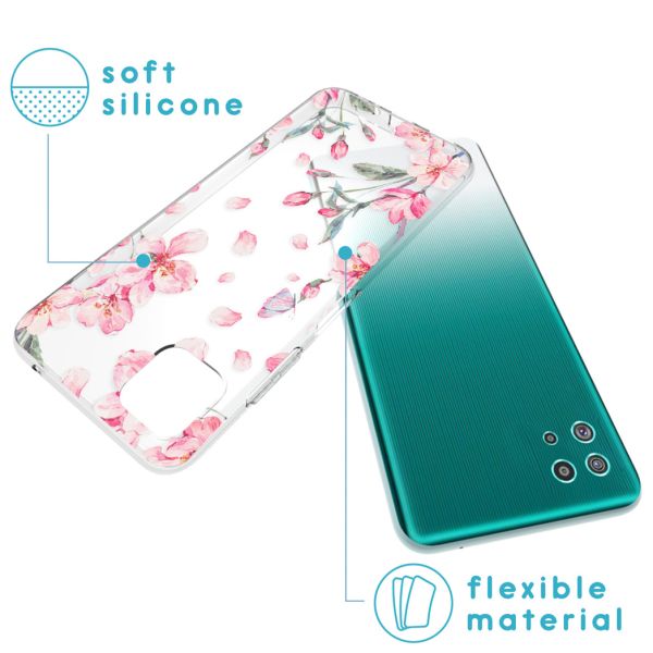 imoshion Coque Design Samsung Galaxy A22 (5G) - Fleur - Rose