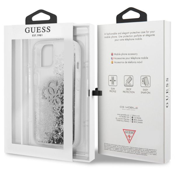 Guess Coque 4G Logo Liquid Glitter iPhone 13 Mini - Silver