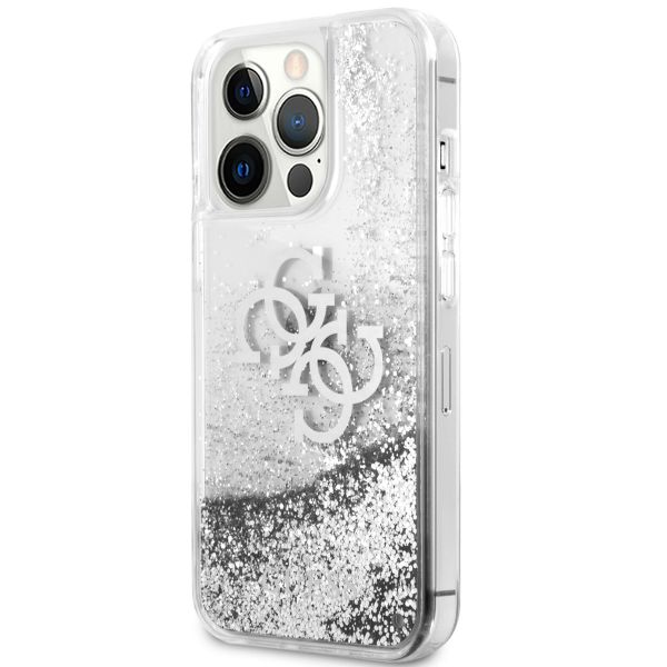 Guess Coque 4G Logo Liquid Glitter iPhone 13 Pro - Silver