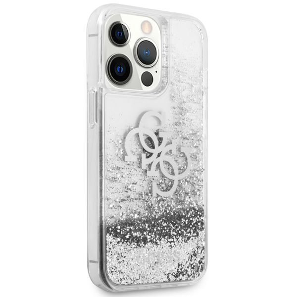 Guess Coque 4G Logo Liquid Glitter iPhone 13 Pro - Silver