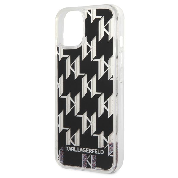 Karl Lagerfeld Coque arrière Liquid Glitter Monogram iPhone 14 - Noir