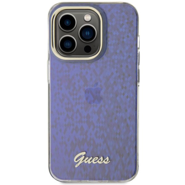 Guess Coque arrière Faceted Mirror iPhone 15 Pro - Bleu