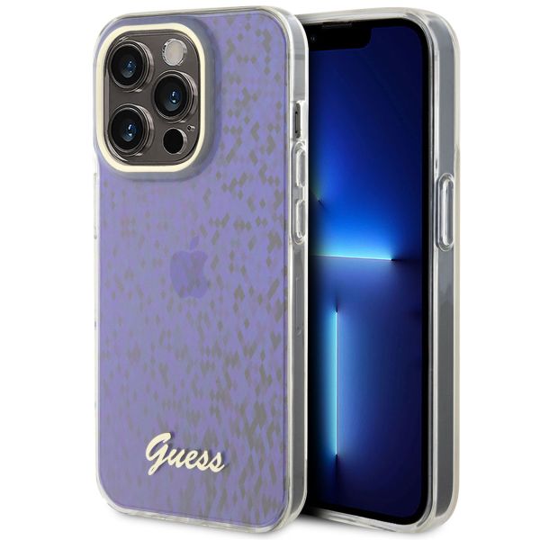 Guess Coque arrière Faceted Mirror iPhone 15 Pro - Bleu