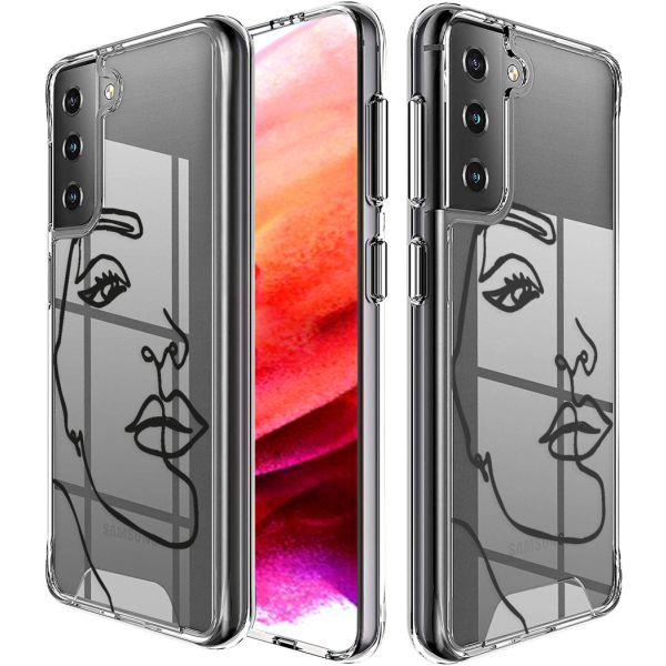 imoshion Coque Design Samsung Galaxy S21 FE - Visage abstrait - Noir