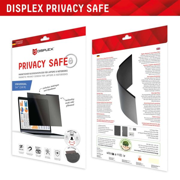 Displex Protection d'écran magnetique Privacy Safe pour les ordinateurs portables universels de 14 pouces (16:9)