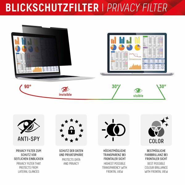Displex Protection d'écran magnetique Privacy Safe pour les ordinateurs portables universels de 15.6 pouces (16:9)