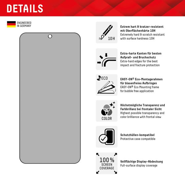 Displex Protection d'écran en verre trempé Privacy Samsung Galaxy S24