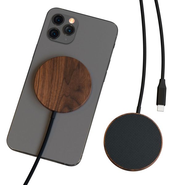 Woodcessories Chargeur sans fil MagPad - Adapté à MagSafe - Bois de noyer