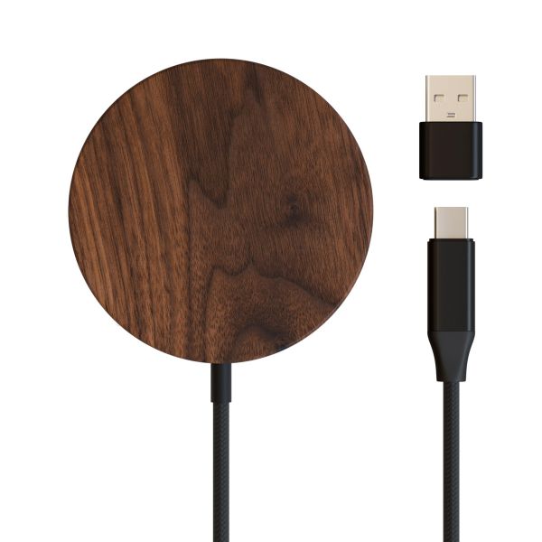 Woodcessories Chargeur sans fil MagPad - Adapté à MagSafe - Bois de noyer