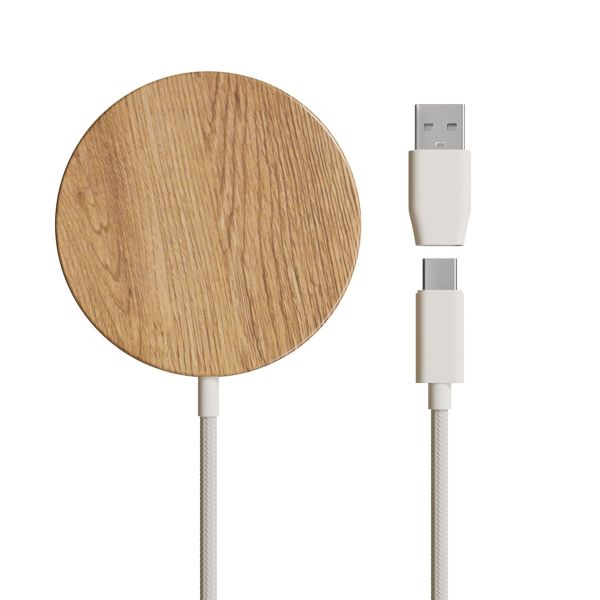 Woodcessories Chargeur sans fil MagPad - Adapté à MagSafe - Bois de chêne