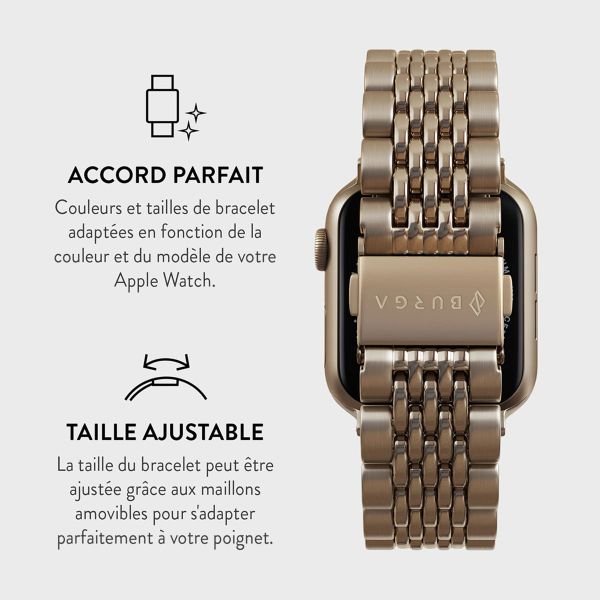 Burga Bracelet en acier Apple Watch Series 1-10 / SE / Ultra (2) - 42/44/45/46/49 mm - Chic Royal - Dorée