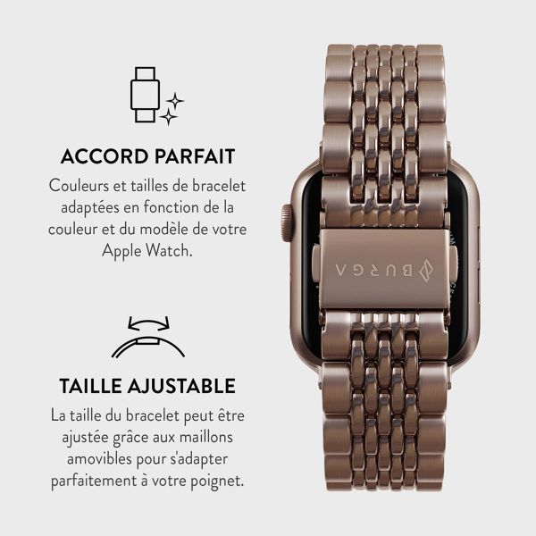 Burga Bracelet en acier Apple Watch Series 1-10 / SE / Ultra (2) - 42/44/45/46/49 mm - Chic Royal - Rose Dorée