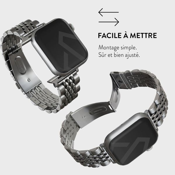 Burga Bracelet en acier Apple Watch Series 1-10 / SE / Ultra (2) - 42/44/45/46/49 mm - Chic Royal - Argent