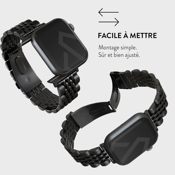 Burga Bracelet en acier Apple Watch Series 1-10 / SE / Ultra (2) - 42/44/45/46/49 mm - Chic Royal - Noir