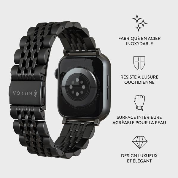 Burga Bracelet en acier Apple Watch Series 1-10 / SE / Ultra (2) - 42/44/45/46/49 mm - Chic Royal - Noir