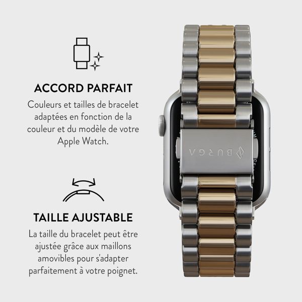 Burga Bracelet en acier Apple Watch Series 1-9 / SE / Ultra (2) - 42/44/45/49mm - All eyes on me - Dorée & Argent