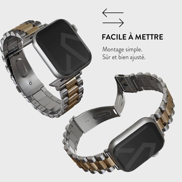 Burga Bracelet en acier Apple Watch Series 1-9 / SE / Ultra (2) - 42/44/45/49mm - All eyes on me - Dorée & Argent