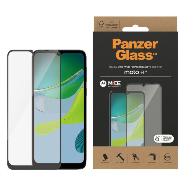 PanzerGlass Protection d'écran Ultra-Wide Fit Anti-bactérienne Motorola Moto E13