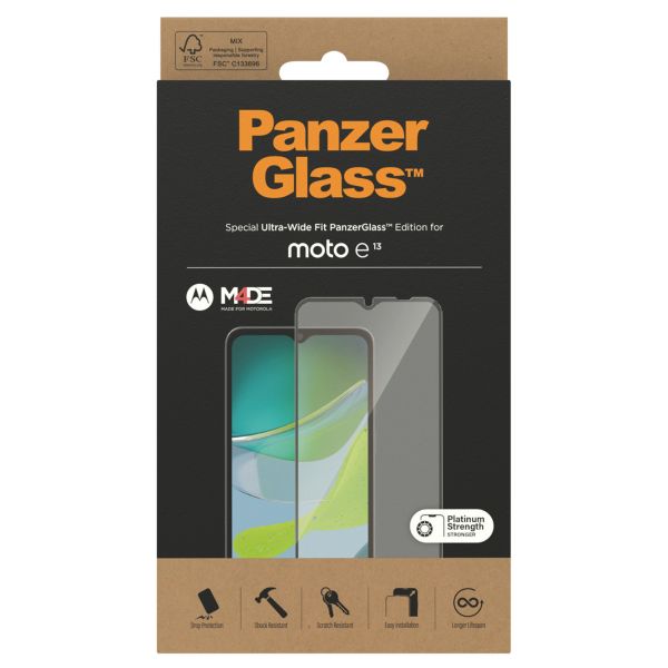 PanzerGlass Protection d'écran Ultra-Wide Fit Anti-bactérienne Motorola Moto E13