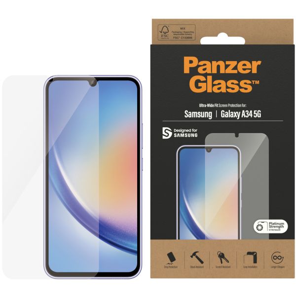 PanzerGlass Protection d'écran Ultra-Wide Fit Anti-bactérienne Samsung Galaxy A34 (5G)