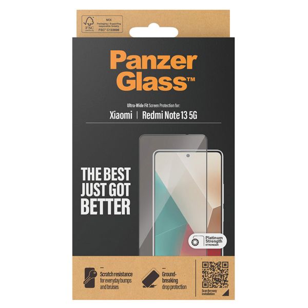 PanzerGlass Protection d'écran Ultra-Wide Fit Anti-bactérienne Xiaomi Redmi Note 13 (5G)