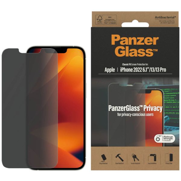 PanzerGlass Protection d'écran Privacy en verre trempé Case Friendly Anti-Bacterial iPhone 14