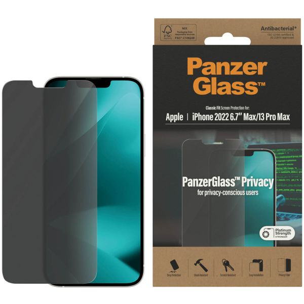 PanzerGlass Protection d'écran Privacy en verre trempé Case Friendly Anti-Bacterial iPhone 14 Plus / 13 Pro Max