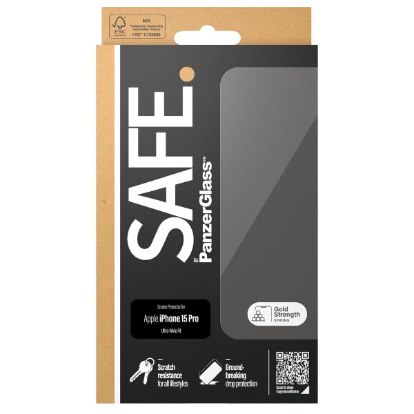 PanzerGlass Protection d'écran SAFE Ultra-Wide Fit iPhone 15 Pro