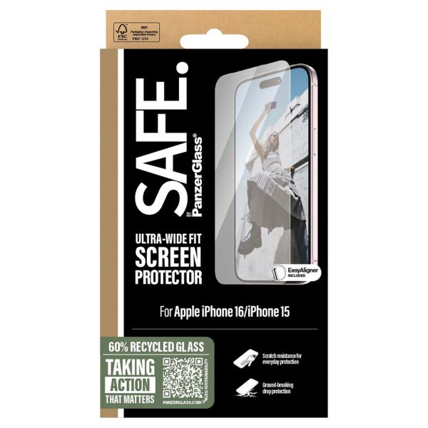 PanzerGlass Protection d'écran SAFE Ultra-Wide Fit iPhone 16