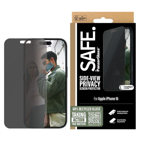 PanzerGlass SAFE ﻿Protection d'écran Privacy Ultra-Wide Fit avec applicateur iPhone 16