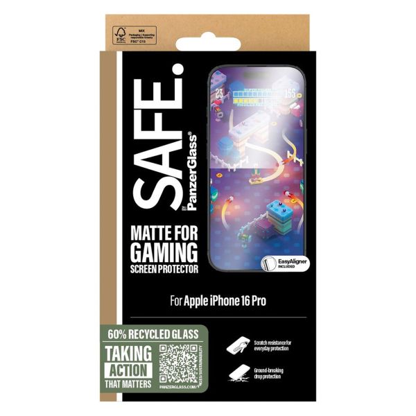 PanzerGlass SAFE Protector d'écran Gaming Ultra Wide Fit avec applicateur iPhone 16 Pro