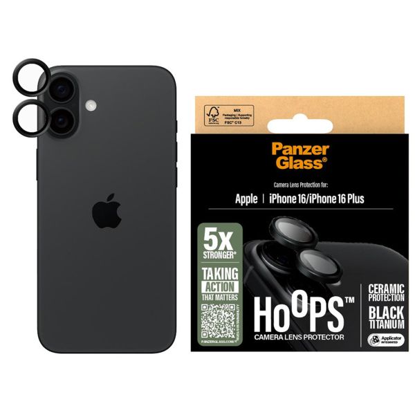 PanzerGlass Protection d'écran camera Ceramic Hoops iPhone 16 / 16 Plus