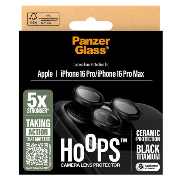 PanzerGlass Protection d'écran camera Ceramic Hoops iPhone 16 Pro / 16 Pro Max