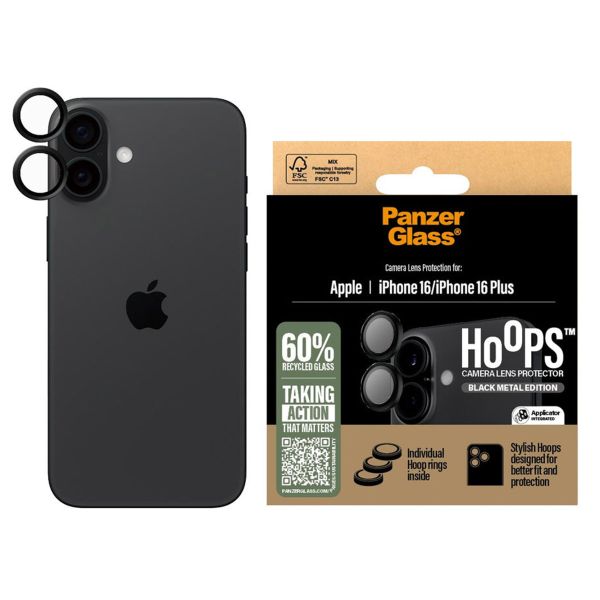 PanzerGlass Protection d'écran camera Hoop Optic Rings iPhone 16 / 16 Plus