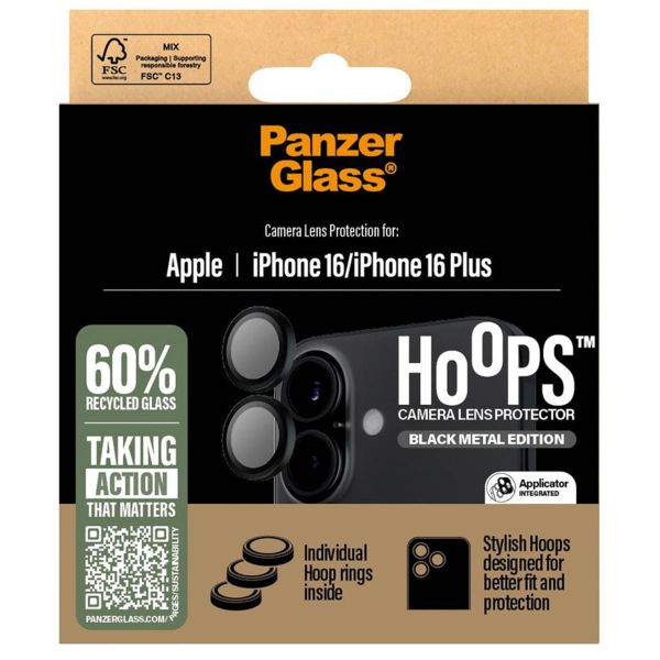 PanzerGlass Protection d'écran camera Hoop Optic Rings iPhone 16 / 16 Plus