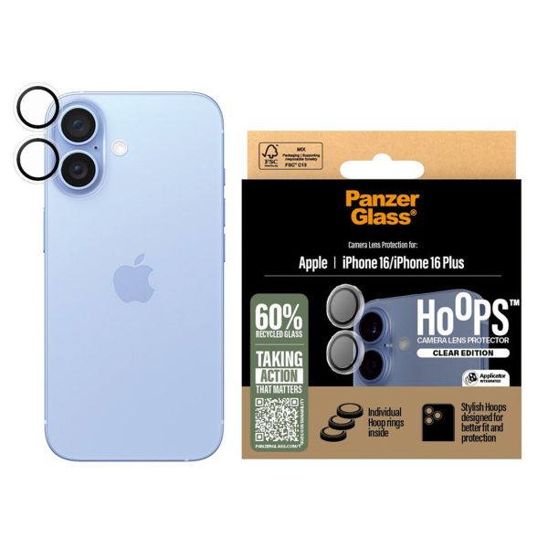 PanzerGlass Protection d'écran camera Hoop Optic Rings iPhone 16 / 16 Plus