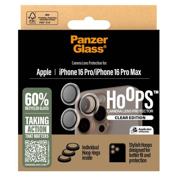 PanzerGlass Protection d'écran camera Hoop Optic Rings iPhone 16 Pro / 16 Pro Max