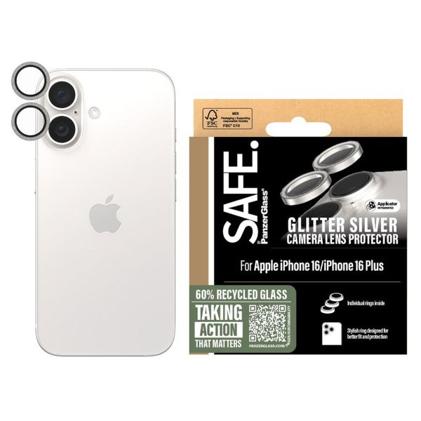 PanzerGlass Protection d'écran camera SAFE iPhone 16 / 16 Plus - Glitter Silver