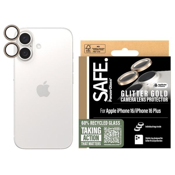 PanzerGlass Protection d'écran camera SAFE iPhone 16 / 16 Plus - Glitter Gold