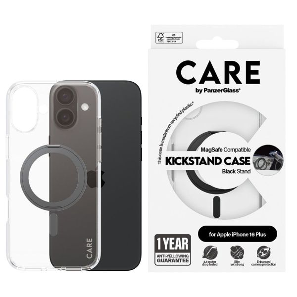 PanzerGlass Coque CARE Kickstand MagSafe iPhone 16 Plus - Noir