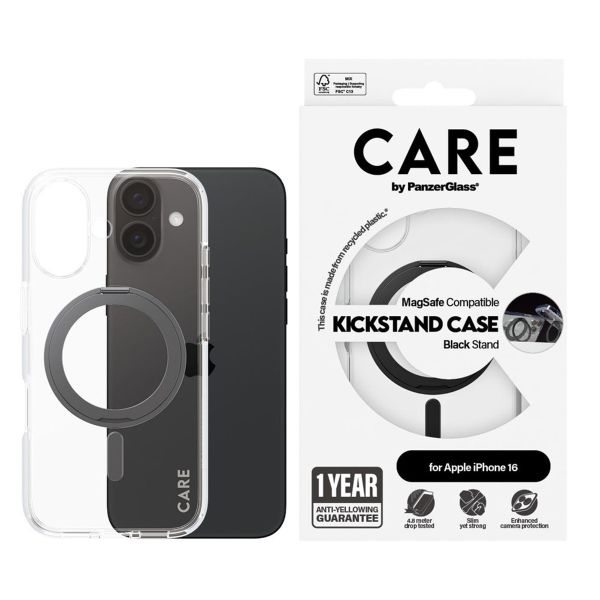 PanzerGlass Coque CARE Kickstand MagSafe iPhone 16 - Noir