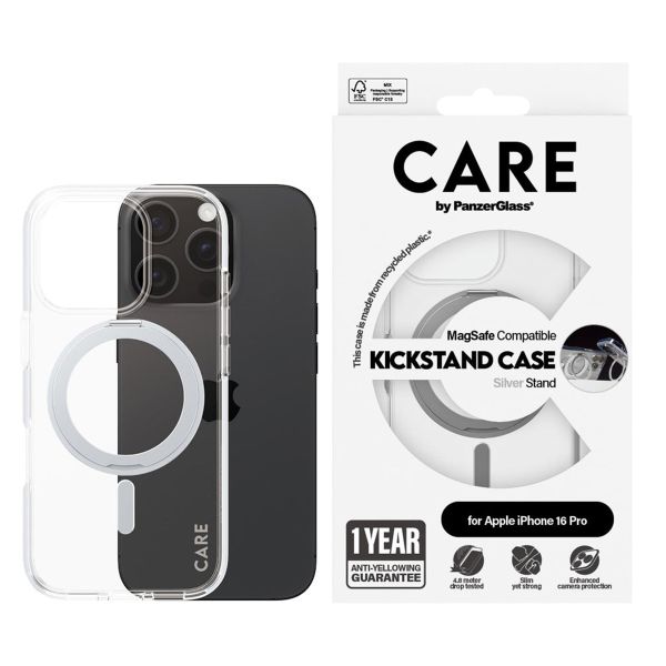 PanzerGlass Coque CARE Kickstand MagSafe iPhone 16 Pro - Argent