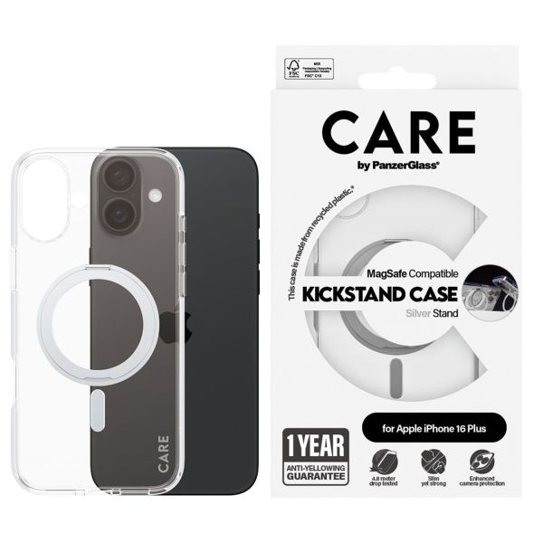 PanzerGlass Coque CARE Kickstand MagSafe iPhone 16 Plus - Argent