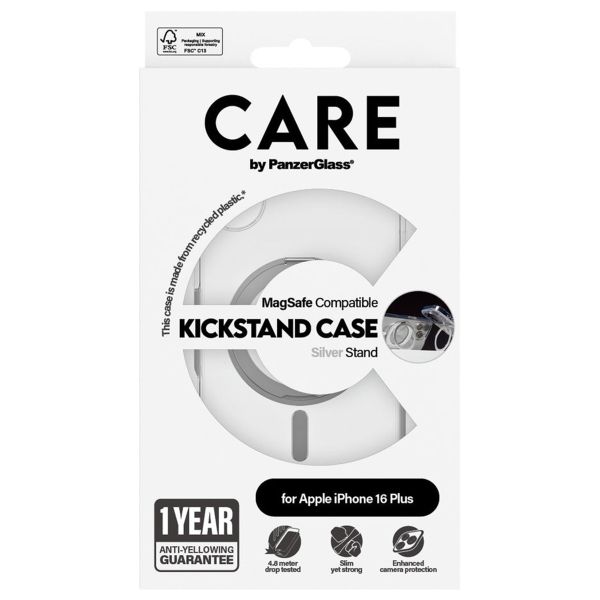 PanzerGlass Coque CARE Kickstand MagSafe iPhone 16 Plus - Argent